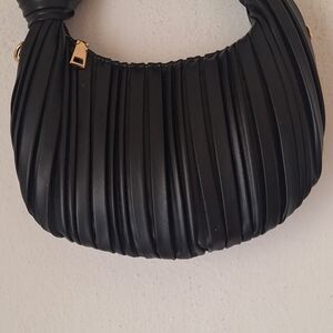 Urban Expressions Black Pleated Hobo Shoulder Bag
